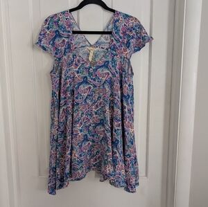 Matilda Jane‎ Womens Flowy Top LARGE Floral Fairy Cottage Lightweight Comfort